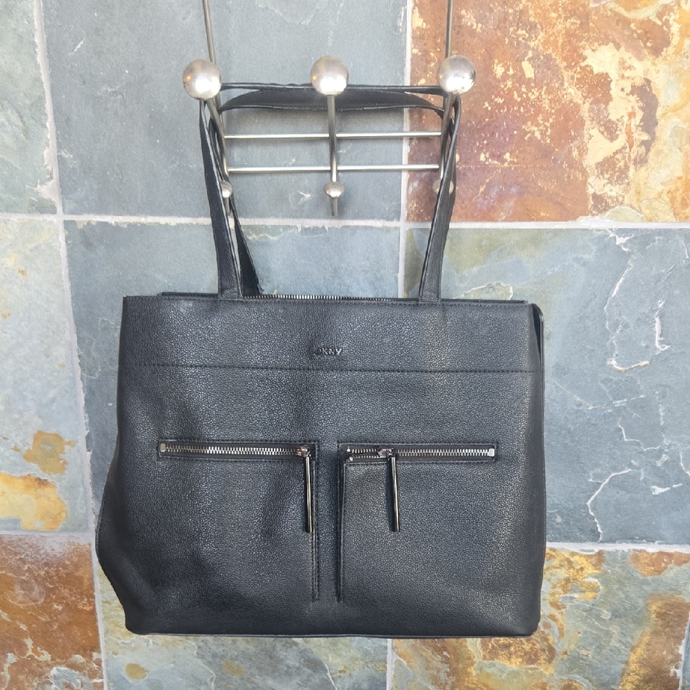 DKNY Black Textured Tote Bag
